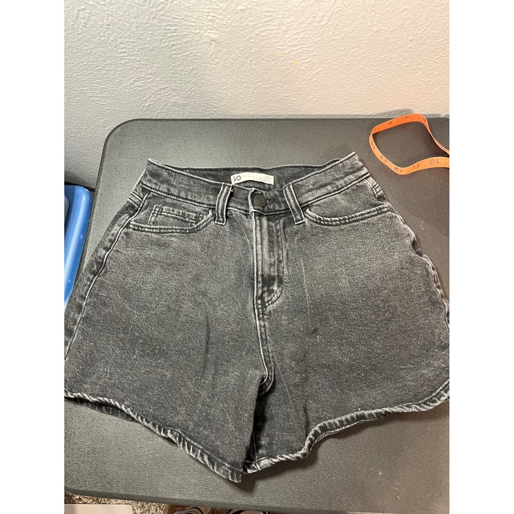 SO‎ Women Super High Rise 90s Boyfriend Black Acid Wash Denim Shorts Size 3/26W